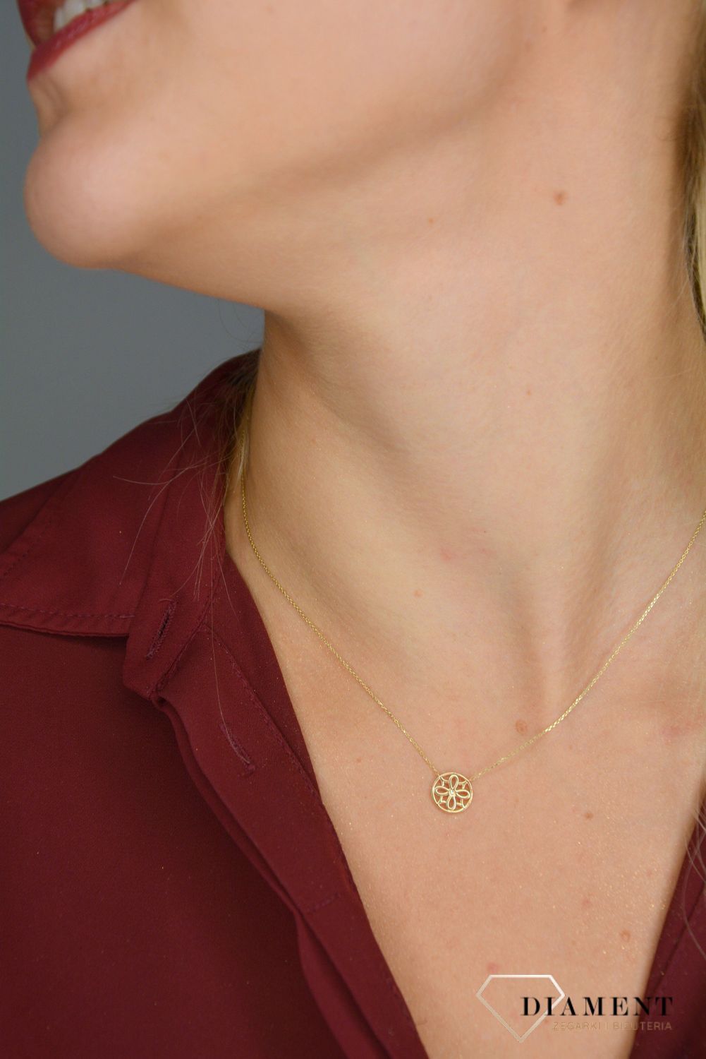 Złoty naszyjnik 'ażurowe kółko z brylantem' 0660073516v.jpg